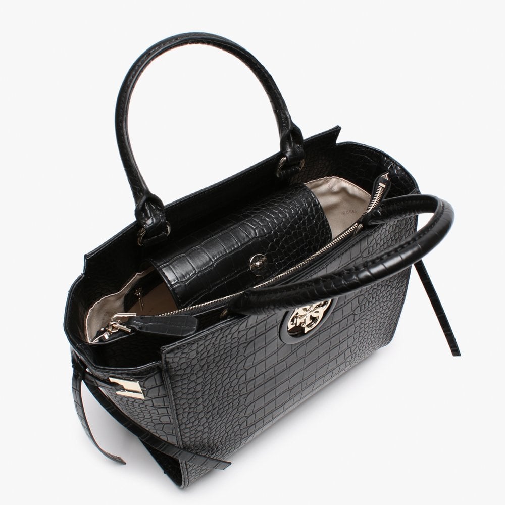 Open Road Black Moc Croc Satchel Bag