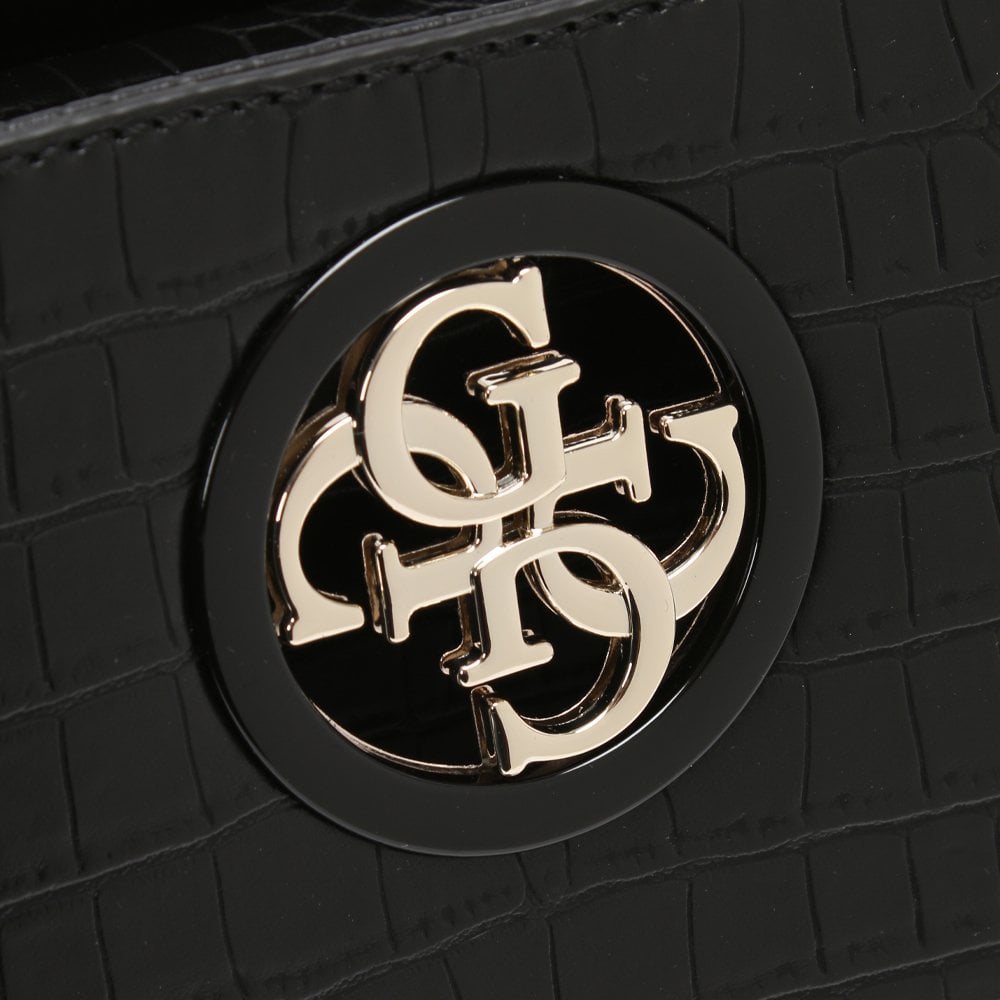 Open Road Black Moc Croc Satchel Bag