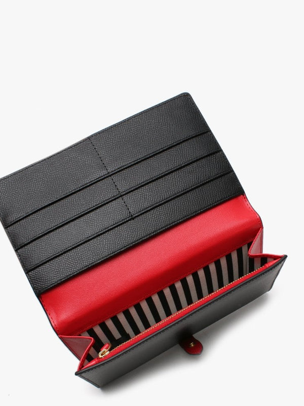 Juno Black Grainy Leather Large Wallet