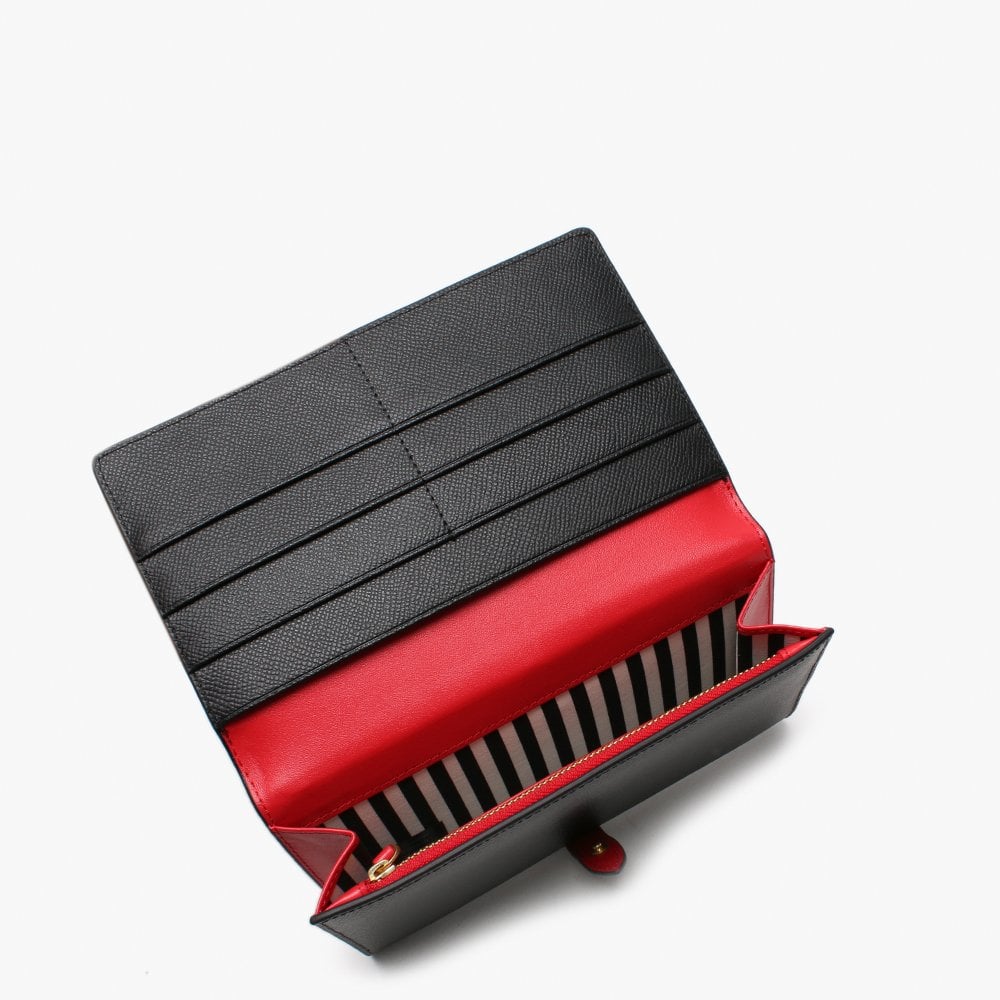 Juno Black Grainy Leather Large Wallet