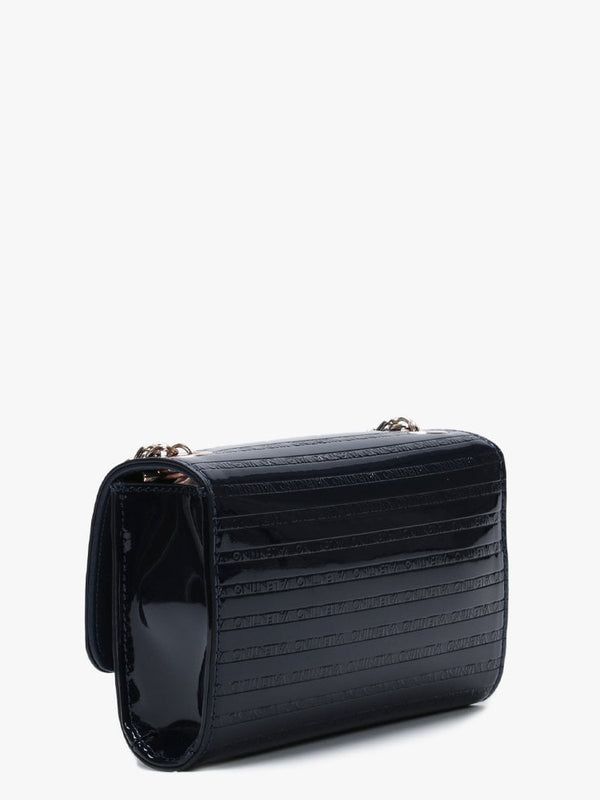 Mowgli Blue Patent Logo Shoulder Bag