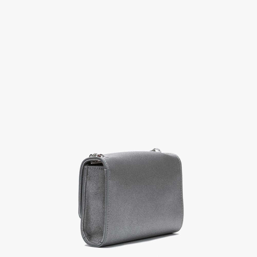 Marilyn Silver Metallic Shimmer Shoulder Bag