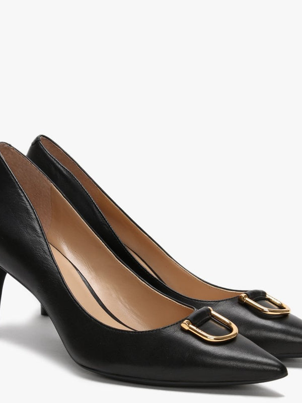 London Black Leather Court Shoes
