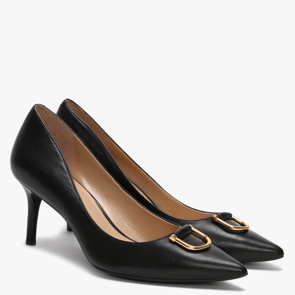 London Black Leather Court Shoes