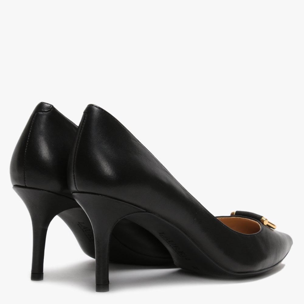 London Black Leather Court Shoes
