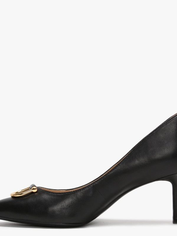 London Black Leather Court Shoes