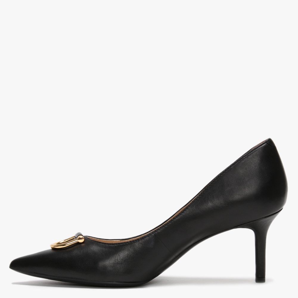 London Black Leather Court Shoes