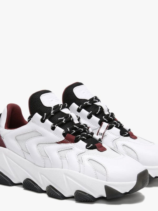 Extreme II White Bordeaux Leather & Mesh Chunky Trainers