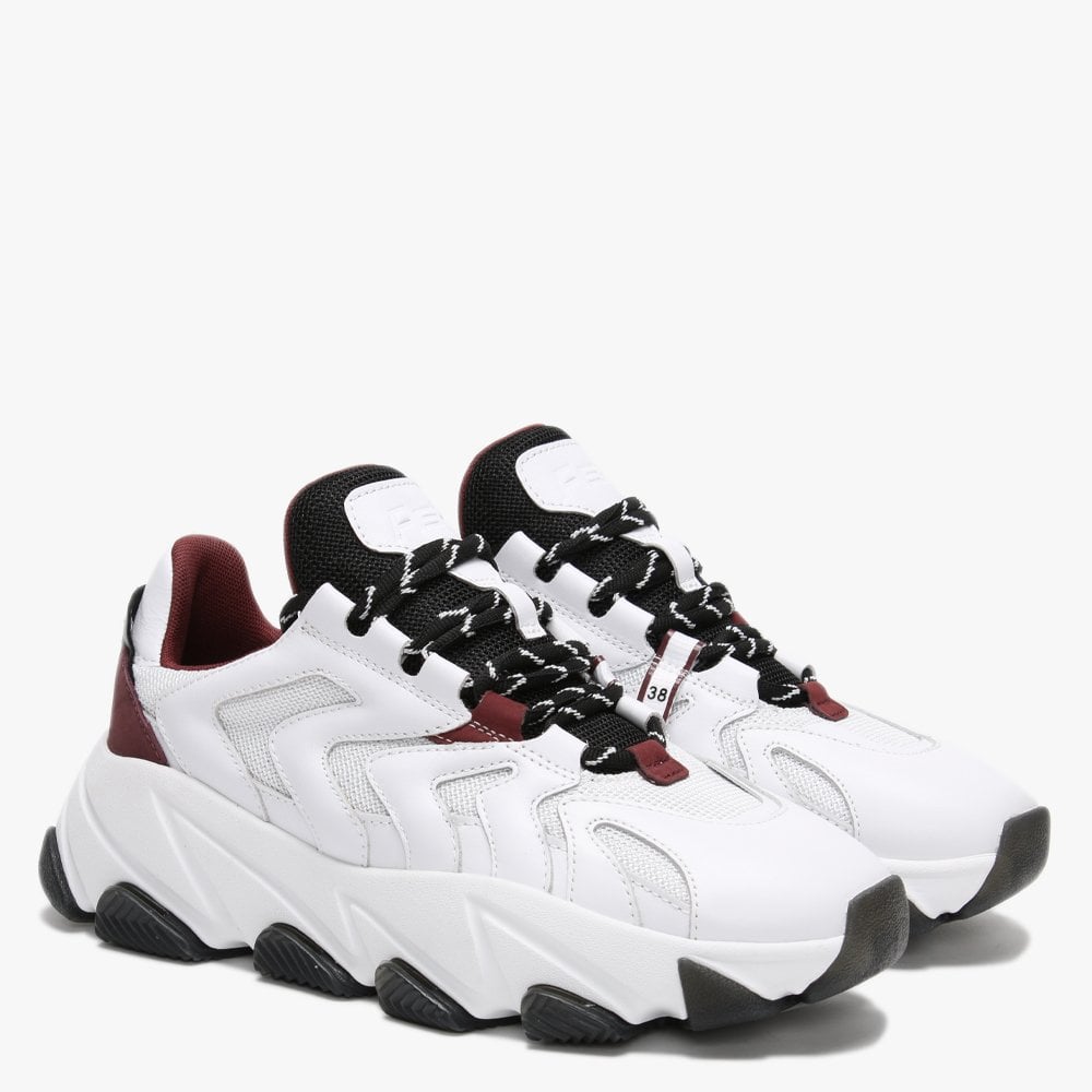 Extreme II White Bordeaux Leather & Mesh Chunky Trainers