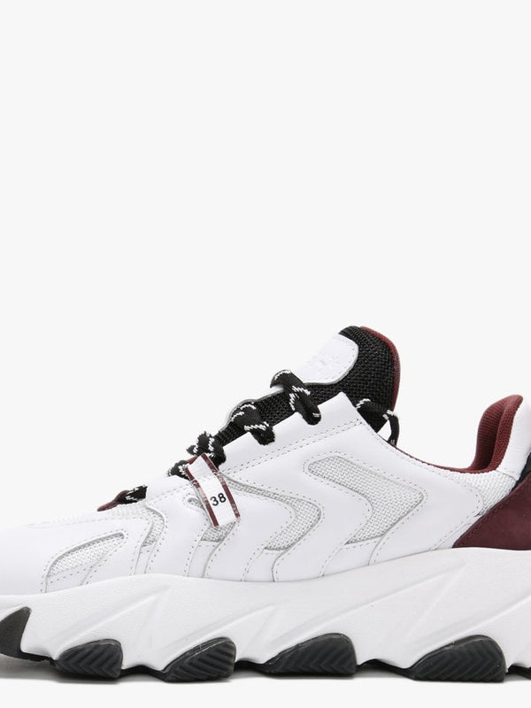 Extreme II White Bordeaux Leather & Mesh Chunky Trainers