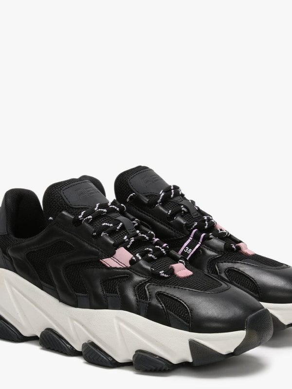Extreme II Black Pink Leather & Mesh Chunky Trainers