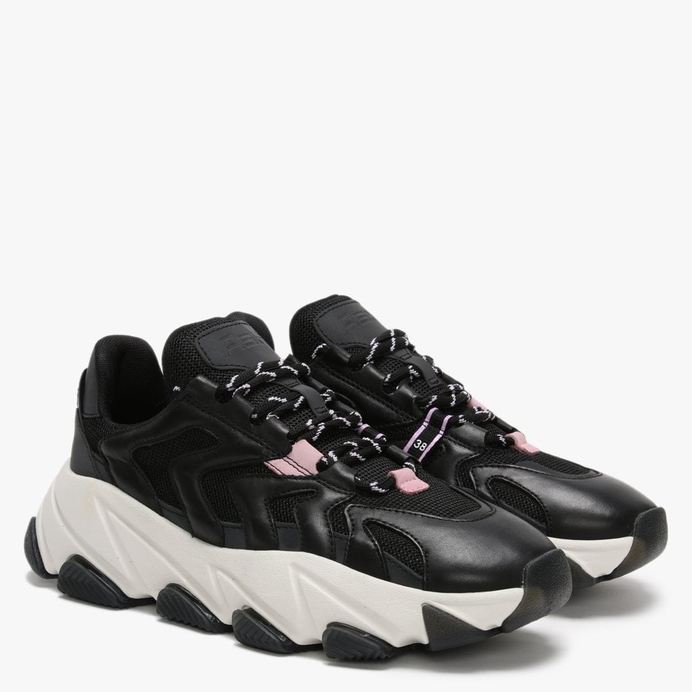 Extreme II Black Pink Leather & Mesh Chunky Trainers