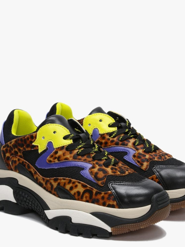 Addict Leopard Calf Hair Leather & Mesh Chunky Trainers
