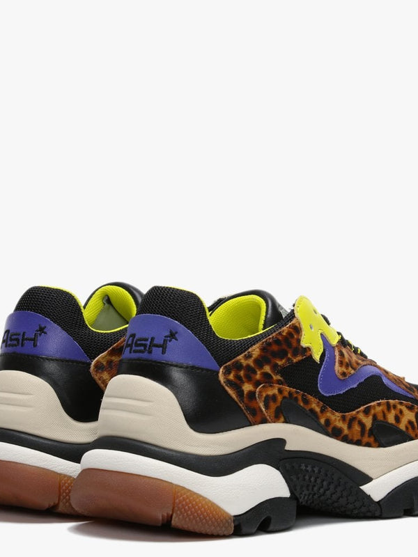 Addict Leopard Calf Hair Leather & Mesh Chunky Trainers