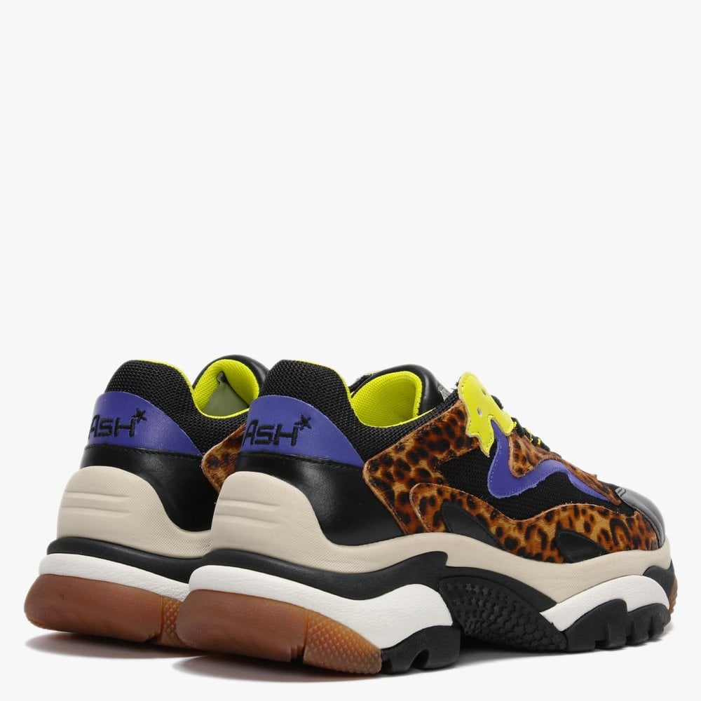 Addict Leopard Calf Hair Leather & Mesh Chunky Trainers