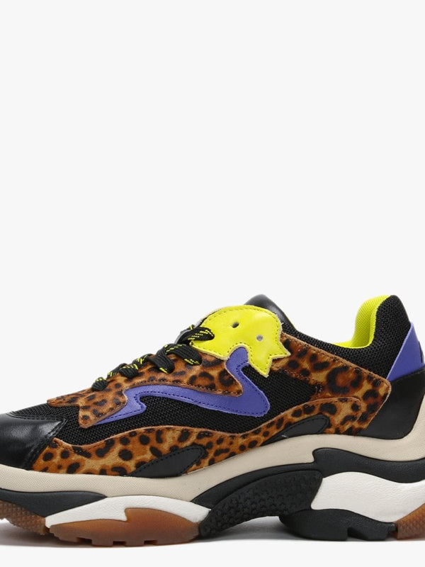 Addict Leopard Calf Hair Leather & Mesh Chunky Trainers