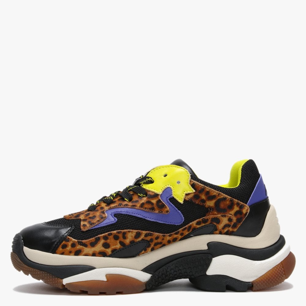 Addict Leopard Calf Hair Leather & Mesh Chunky Trainers