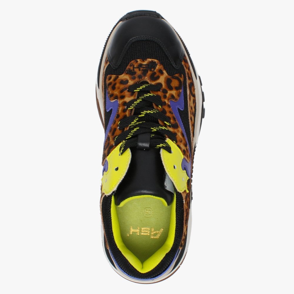 Addict Leopard Calf Hair Leather & Mesh Chunky Trainers