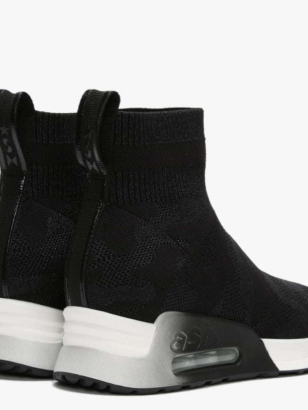 Lulu Camo Black Knitted High Top Sock Trainers