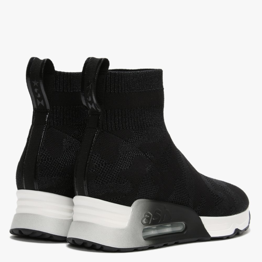 Lulu Camo Black Knitted High Top Sock Trainers