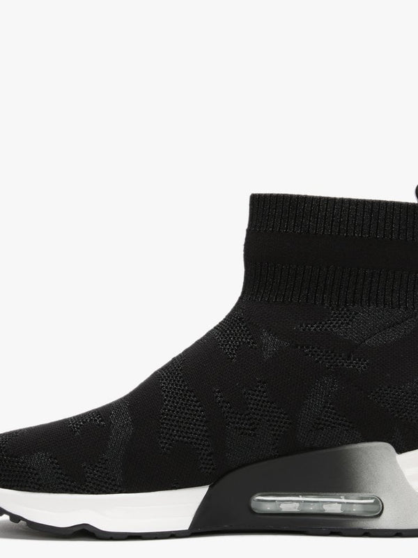 Lulu Camo Black Knitted High Top Sock Trainers