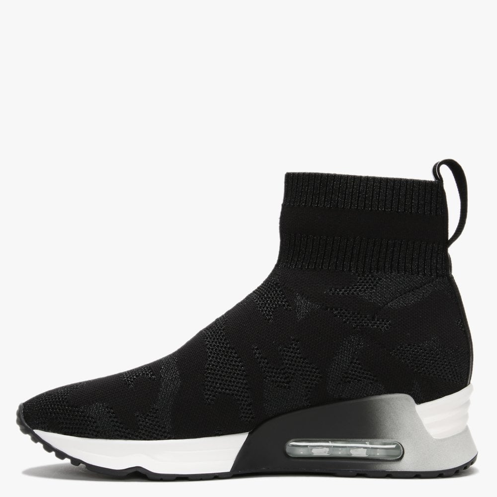 Lulu Camo Black Knitted High Top Sock Trainers