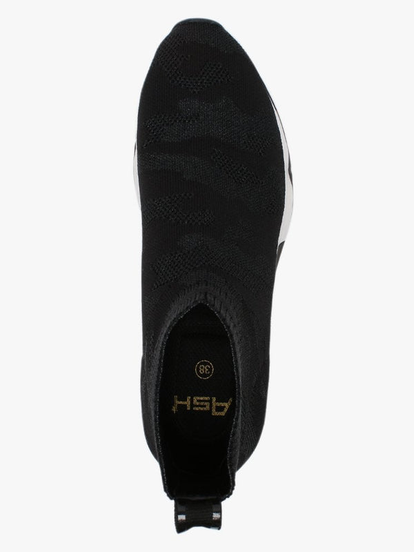 Lulu Camo Black Knitted High Top Sock Trainers