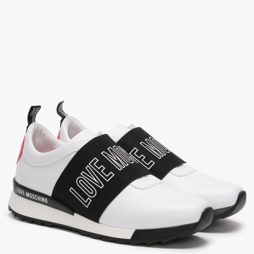 White Logo Strap Trainers
