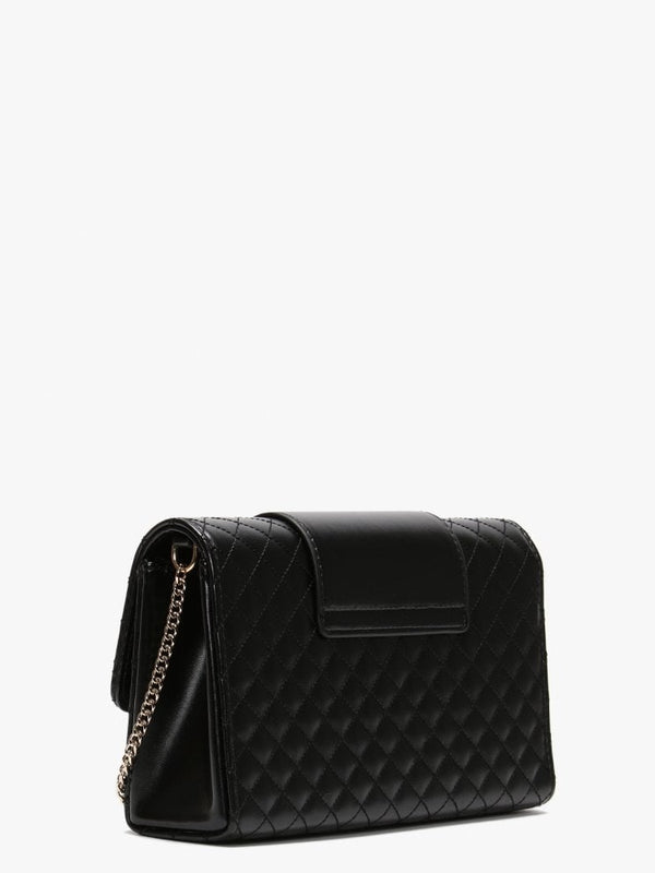 Black Front Flap Quilted Shoulder Bag