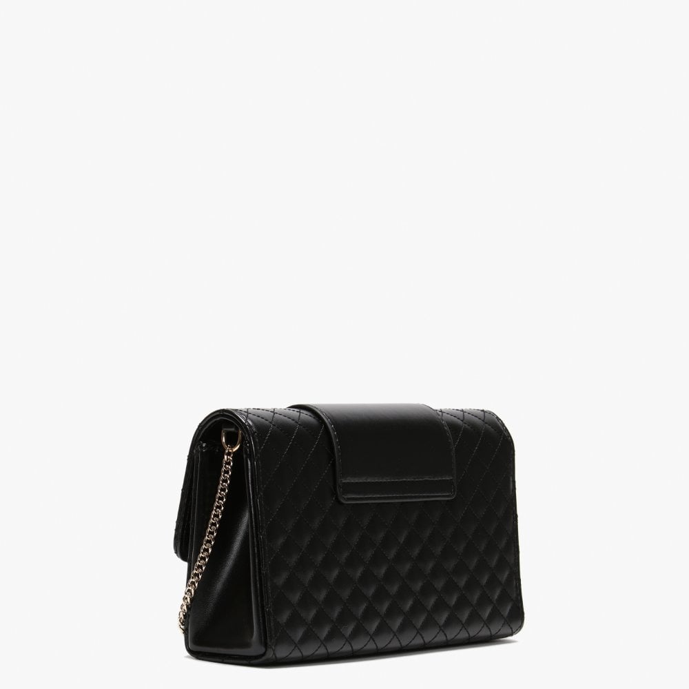 Black Front Flap Quilted Shoulder Bag