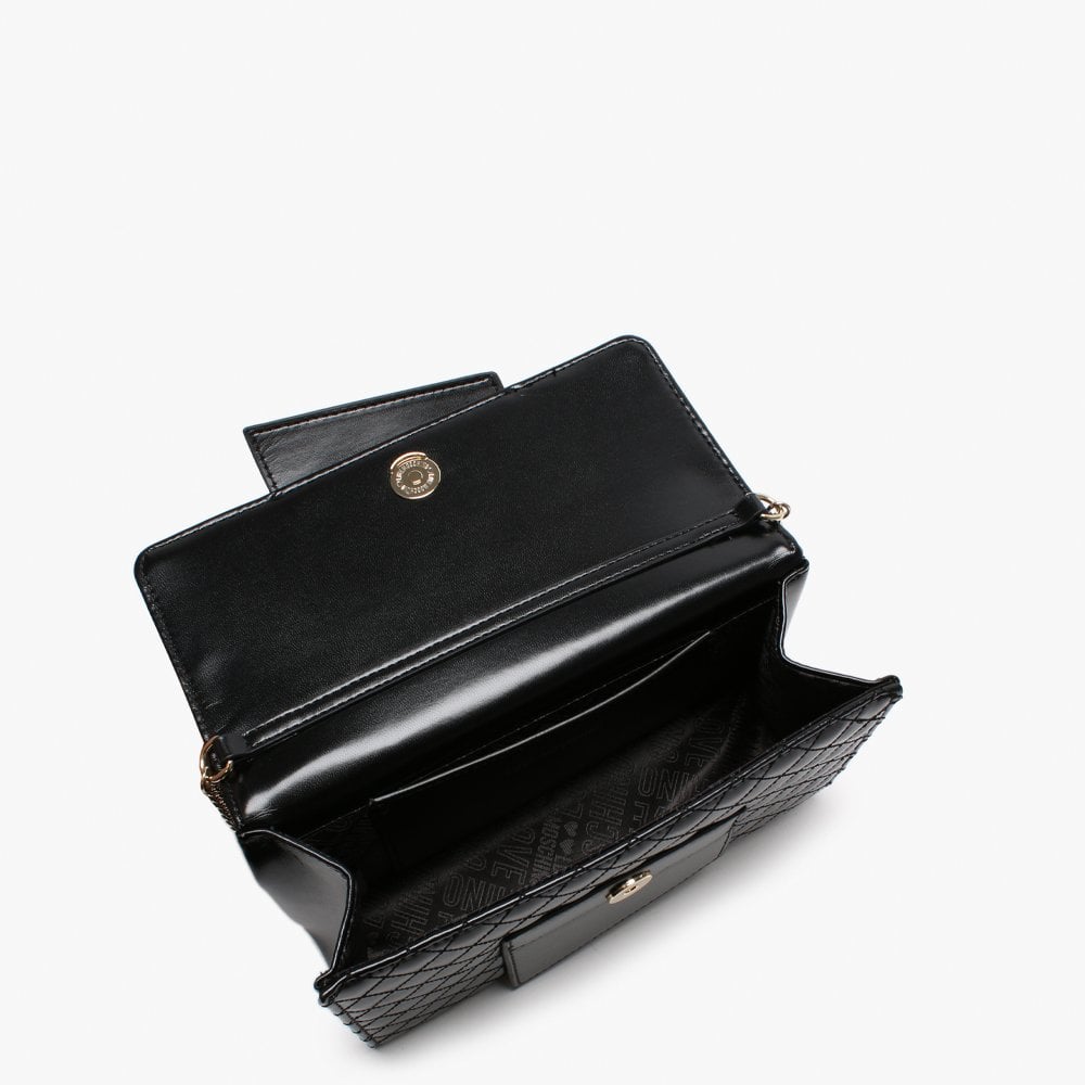 Black Front Flap Quilted Shoulder Bag