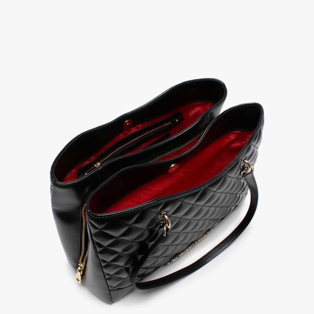 Black Quilted Shopper Bag