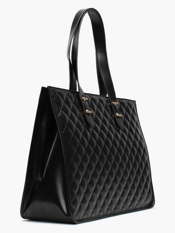 Black Quilted Logo Shopper Bag
