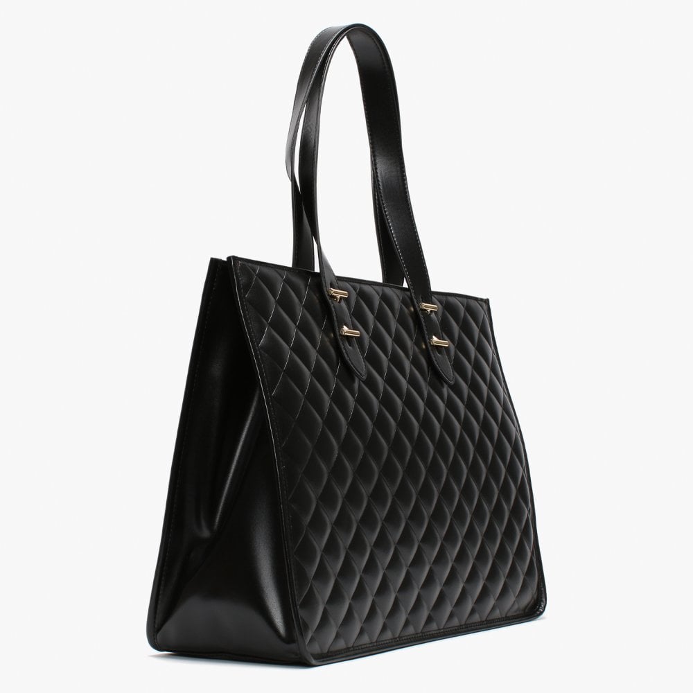 Black Quilted Logo Shopper Bag