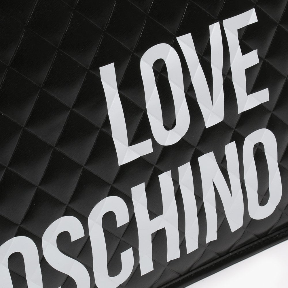 Black Quilted Logo Shopper Bag