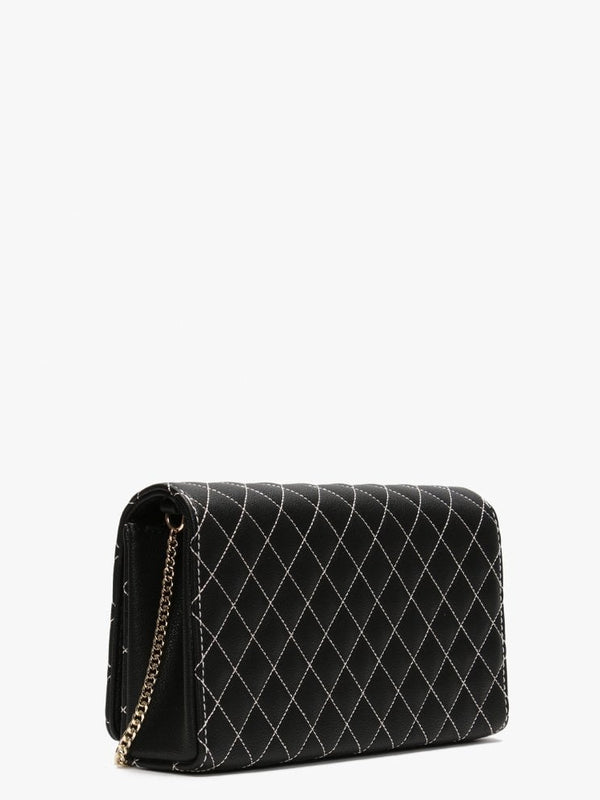 Black Contrast Stitch Quilted Shoulder Bag