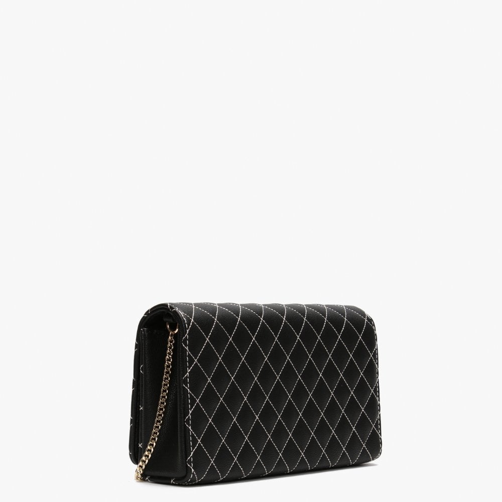 Black Contrast Stitch Quilted Shoulder Bag