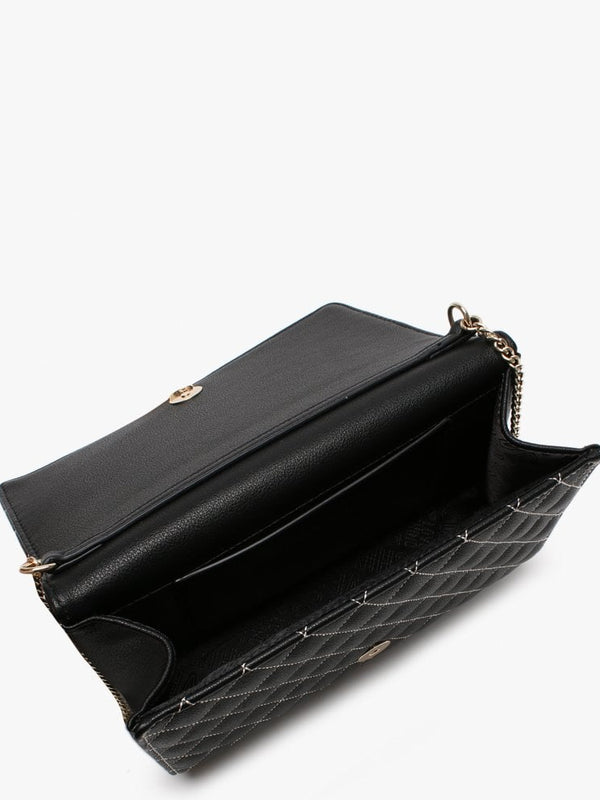 Black Contrast Stitch Quilted Shoulder Bag