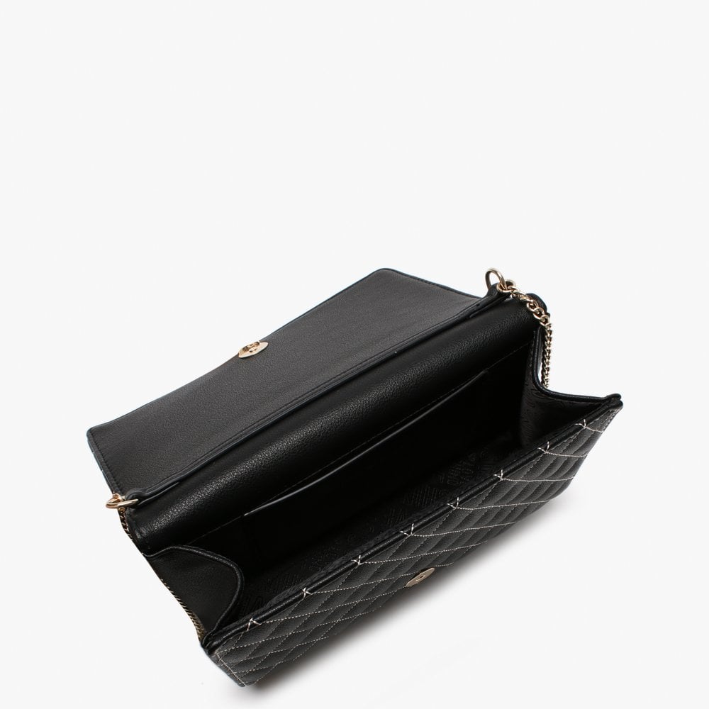 Black Contrast Stitch Quilted Shoulder Bag