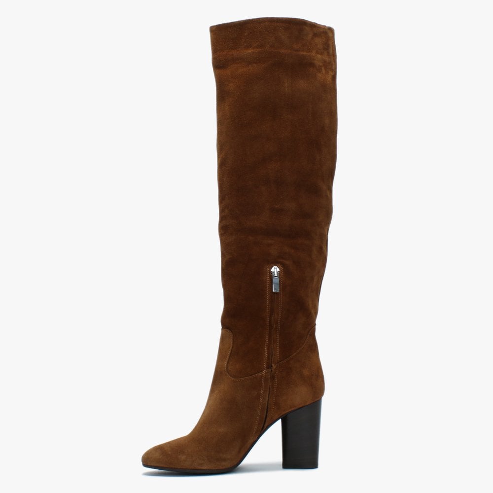Lorna Tan Suede Block Heel Over The Knee Boots