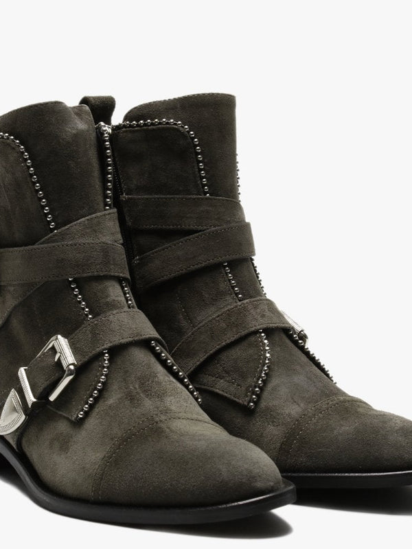Endi Grey Suede Biker Boots