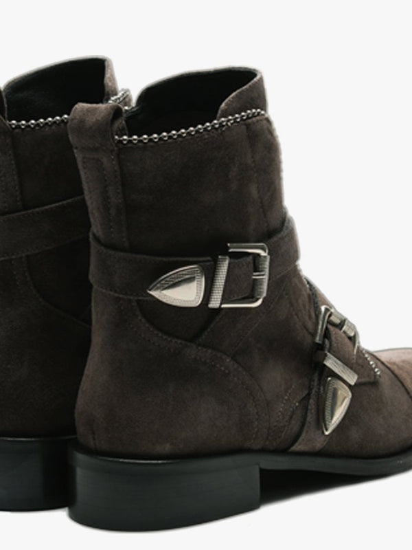 Endi Grey Suede Biker Boots