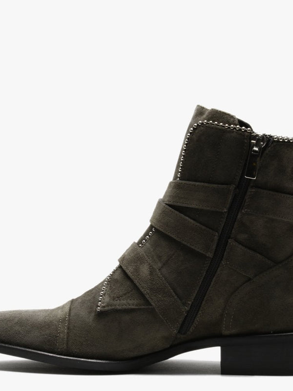 Endi Grey Suede Biker Boots