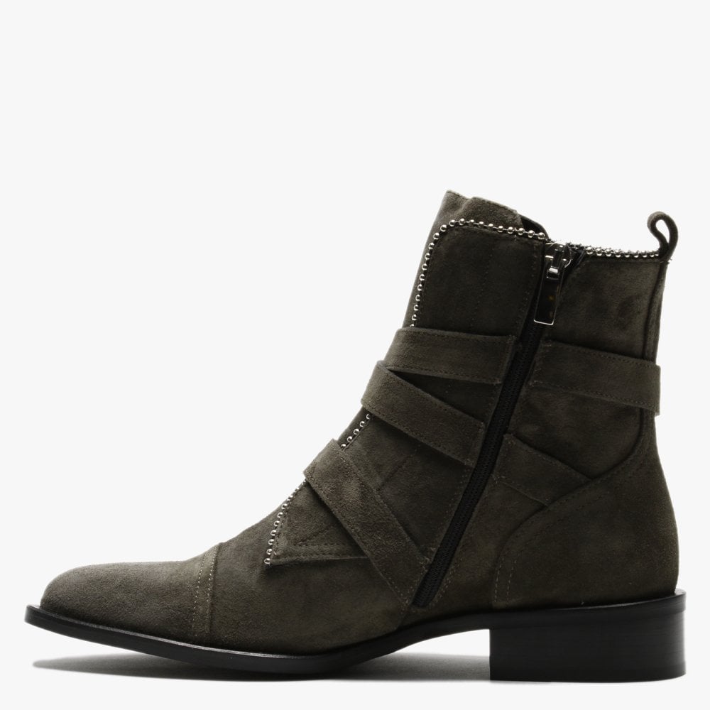 Endi Grey Suede Biker Boots