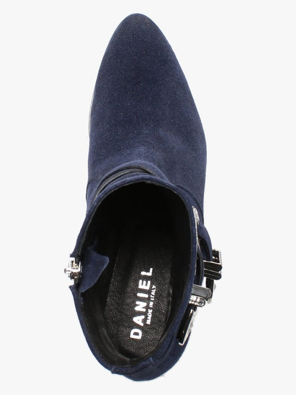 Elder Navy Suede Western Ankle Boots
