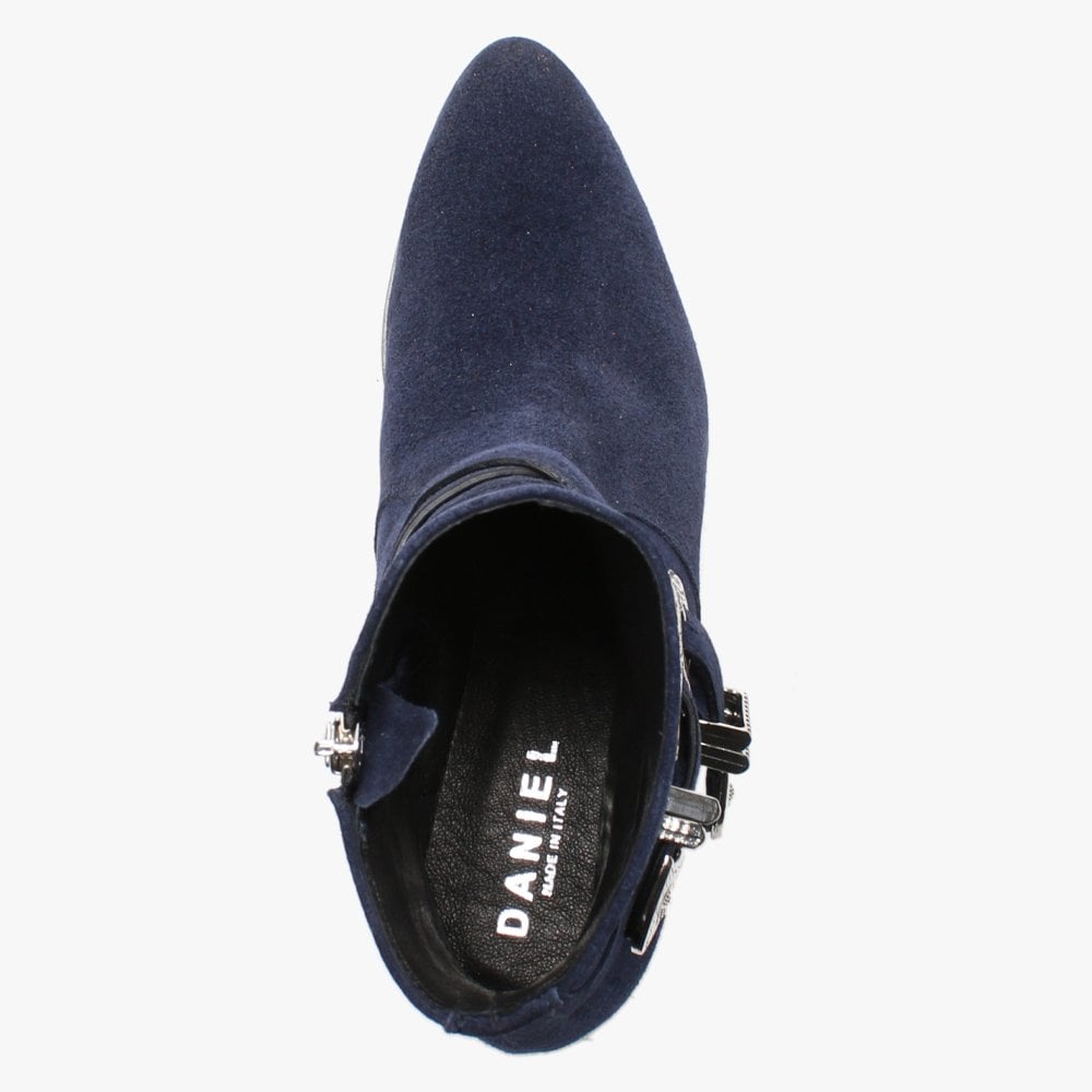 Elder Navy Suede Western Ankle Boots