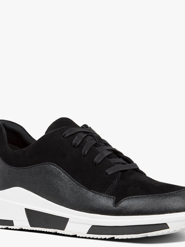 Freya Black Suede Lace Up Trainers