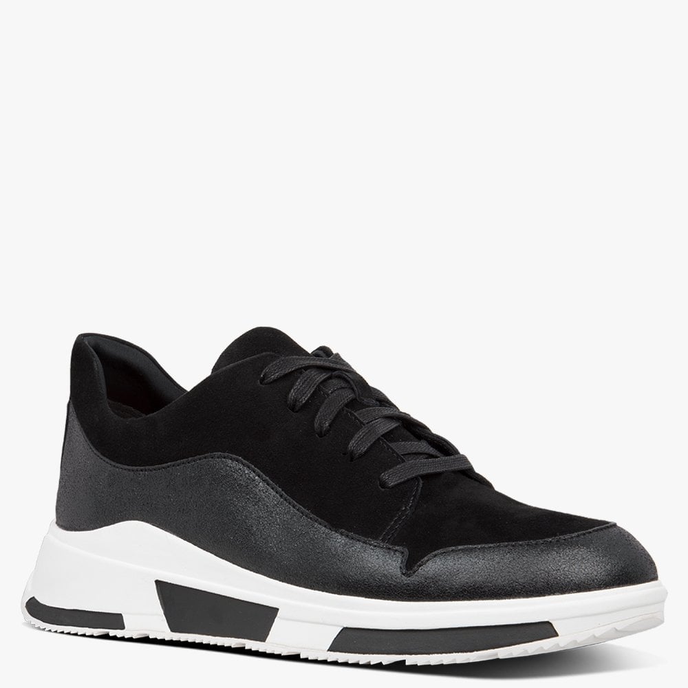 Freya Black Suede Lace Up Trainers