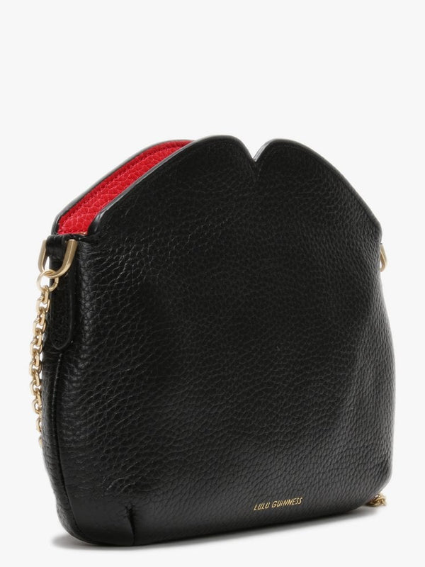 Cleo Black & Classic Red Grainy Leather Cross-Body Bag