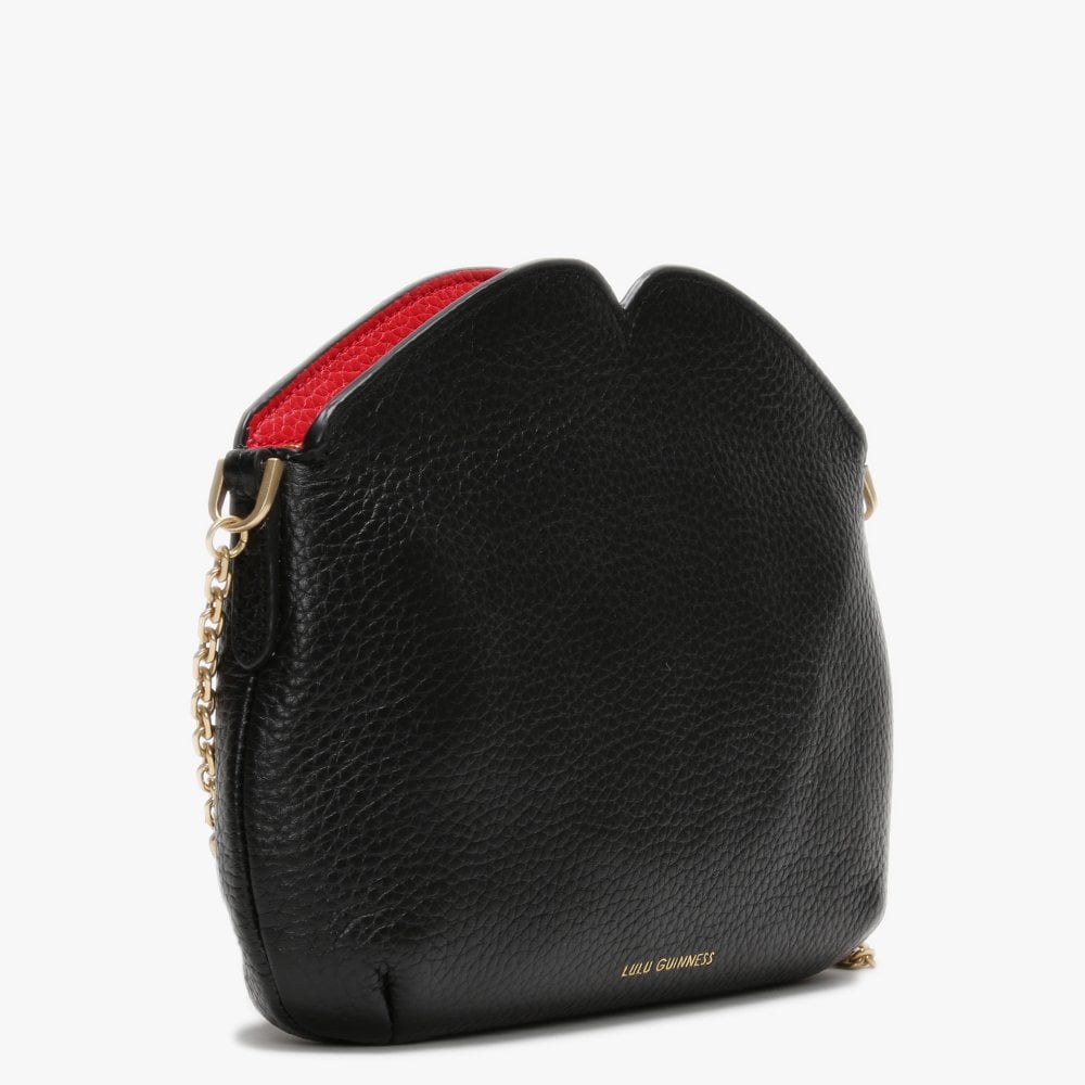 Cleo Black & Classic Red Grainy Leather Cross-Body Bag